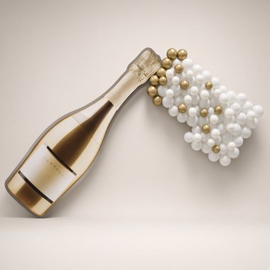 Champagne bottle with balloons by Sherri's Heavenly Balloons