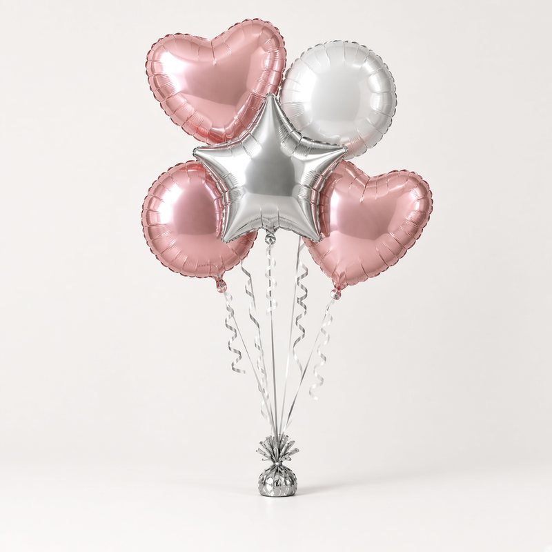 Illustrative example: Medium foil bouquet (5 balloons)