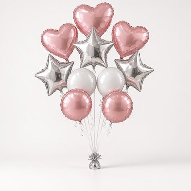 Example of a extra-large foil bouquet (10 balloons), 10 foil balloons · helium, ribbons and weight included